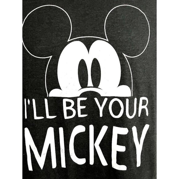 Disney Mickey Mouse Mens Charcoal Gray Graphic T-Shirt Large Cotton Spell Out - Picture 5 of 6